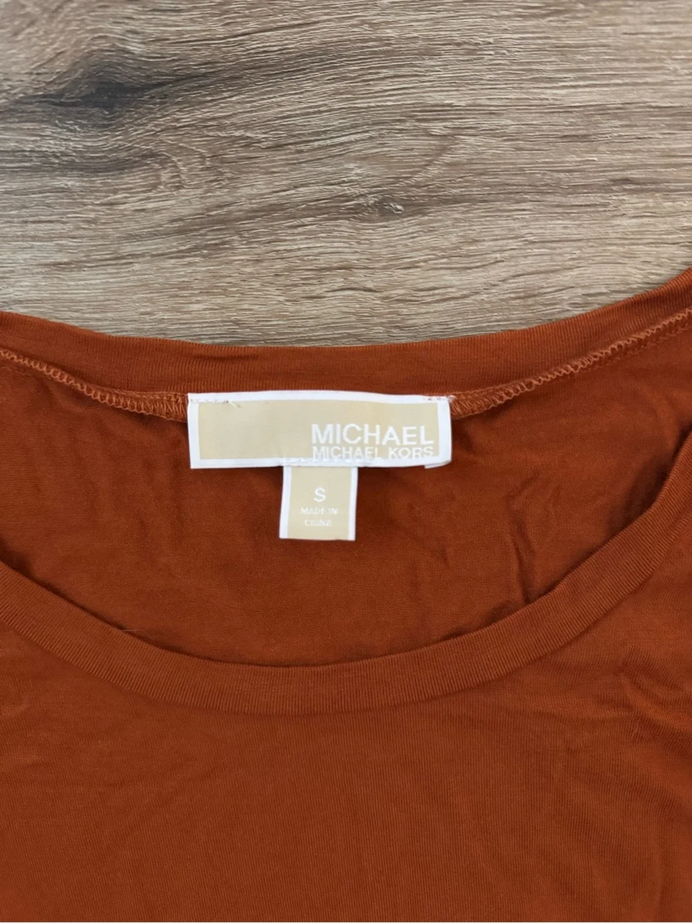 Michael Kors Rust Orange Layered 3/4 Long Sleeve Top